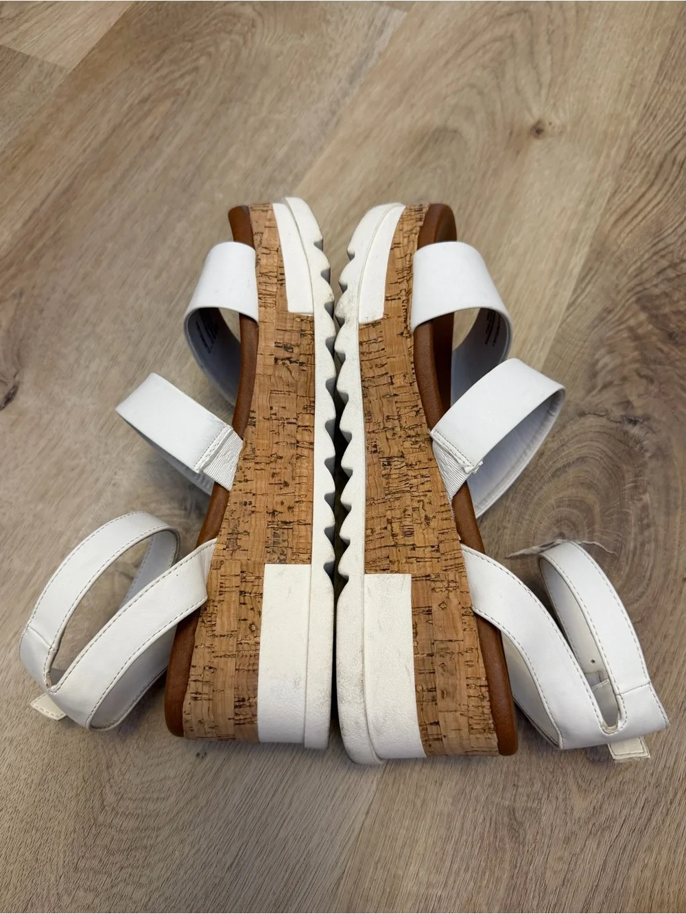 Madden Girl White Ellinore Cork Wedge Sandals